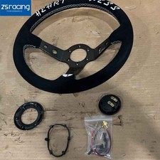 345mm14 Universal Racing Steering Wheel Suede Deep Dish 6 Boltshorn Button 345mm14 Universal Racing Steering Wheel Suede Deep Dish 6 Boltshorn Button