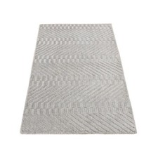 2' x 3' Gray Tone on Tone Chevron Design Hand Loomed Wool and Silk Rug R87838