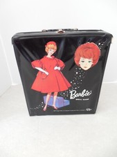 VINTAGE 1963 MATTEL BLACK BUBBLE CUT RED FLARE BARBIE DOLL CASE 