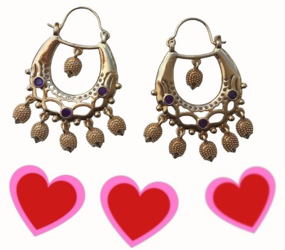 Boucles D'Oreilles Pendantes Style Savoyard Plaqué Or Avec Cristal - Modèle Nº043 ROSANTINE - Neuf