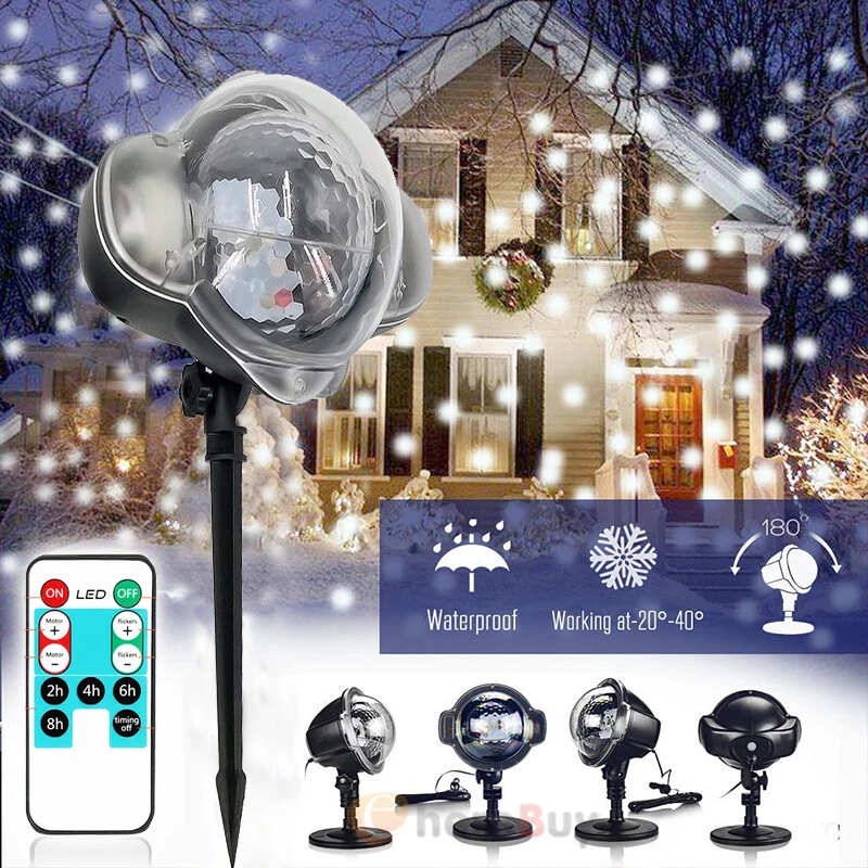 Proyector de copos de nieve navideños para exteriores, LED, movimiento, luz láser Foto 3 de 4