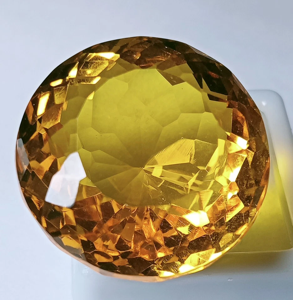 A++ Round Cut Yellow Natural Brazilian Topaz 100 Ct EGL Certified Loose Gemstone - Image 4 of 4