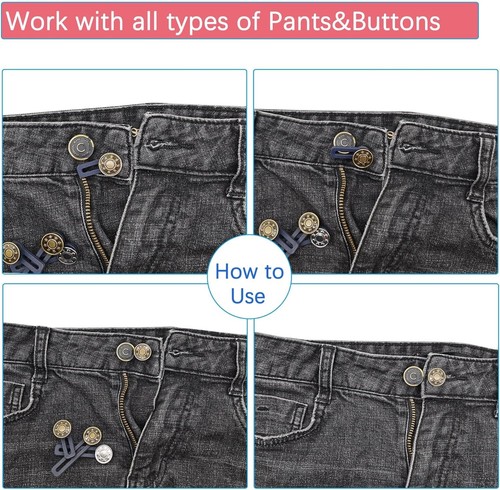8 PCS Button Extenders for Jeans, Pants Button Extender, Waist Extenders for Pan - Picture 5 of 24