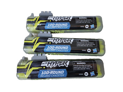 NERF Hyper 100 Round Reload Canister - Lot of 3 - 300 Total Rounds