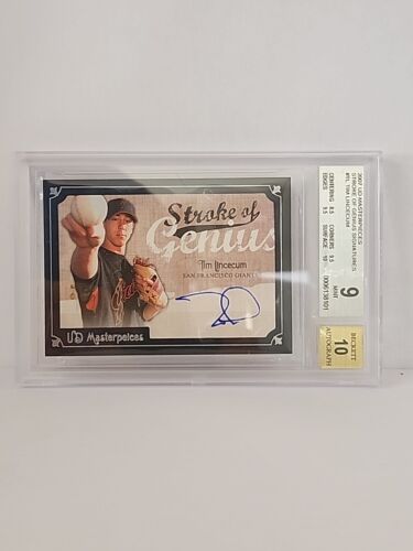 2007 UD Masterpieces Stroke Of Genius Signatures #TL Tim Lincecum - Picture 3 of 4