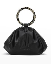 Simon Miller Ruched Vegan Leather Ring Top-handle Bag Black $495