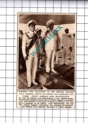 HMS GLASGOW Schiff Marschall Tito Lord Mountbatten - 1952 kleiner Steckling
