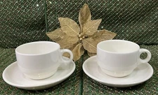Villeroy & Boch White Adriana Stackable Cup & Saucer Vitro Porcelain Set Of 2
