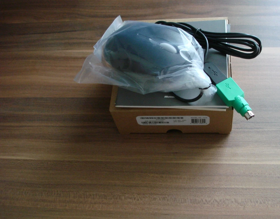 Microsoft Basic Optical Optisch Mouse schwarz PC-Maus Kabel PC/MAC USB PS2 OVP - Bild 3 von 3