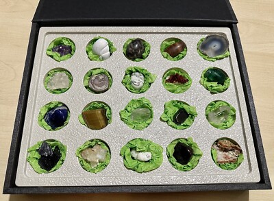 MINERALIEN (20-teiliges Set), 30x23x5cm: GESCHENK, ENTDECKUNG, LITHOTHERAPIE