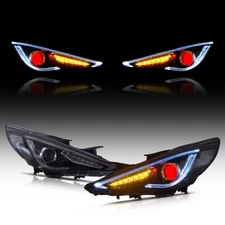 For Hyundai Sonata Demon Eye Projector Headlight LED DRL Sequential Signal 11-14