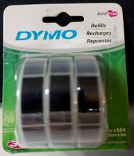 DYMO 3D Embosser Tape 3 Roll Pack Embossing Labels Refill Black 1741670