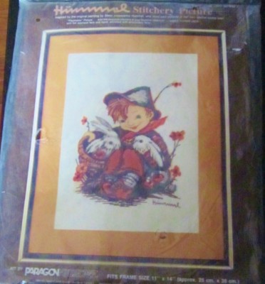 NEW Vintage Paragon Hummel Stitchery Kit #481 Boy & Bunnies Rabbits Kit ...