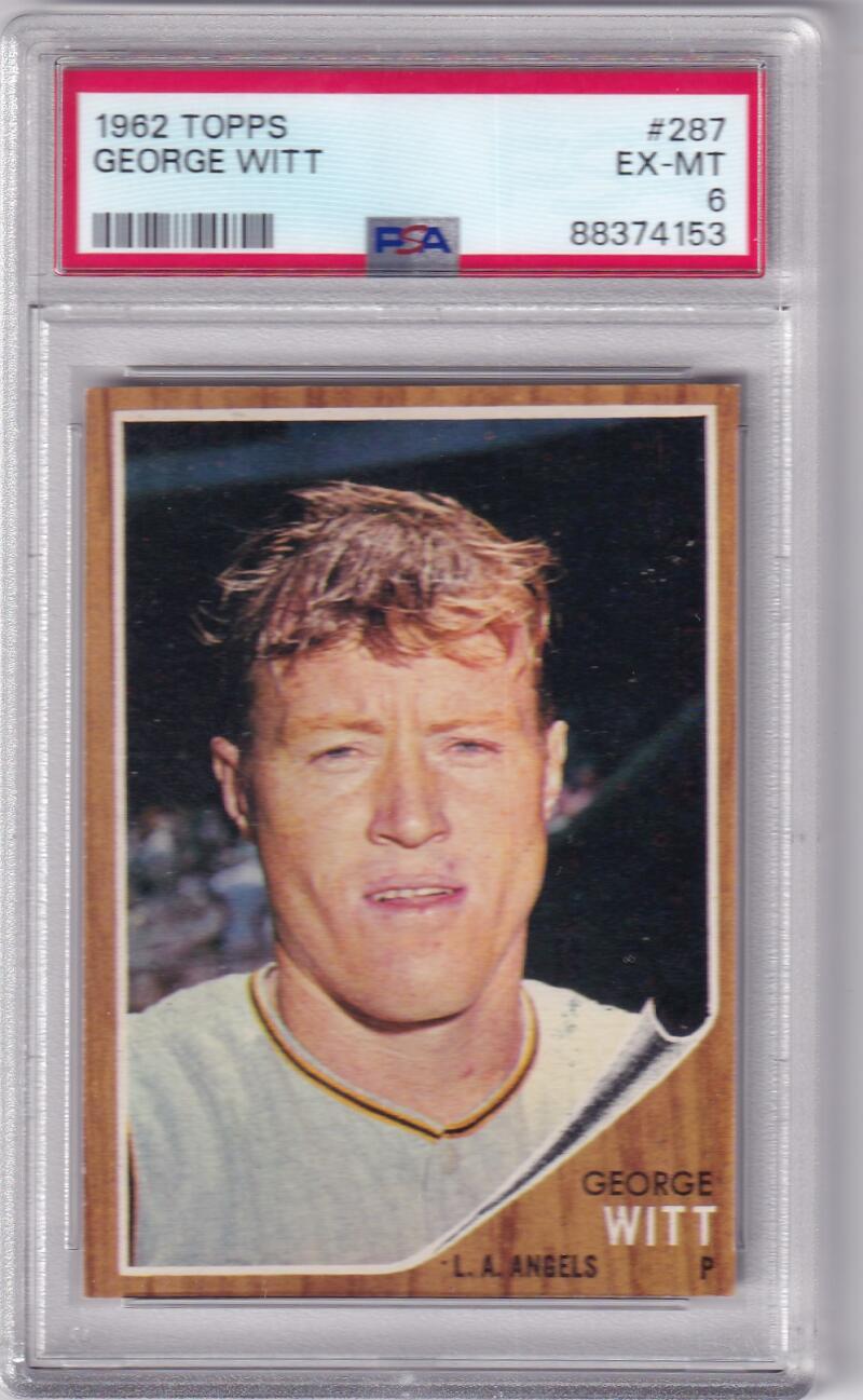 1962 Topps #287 George Witt Los Angeles Angels PSA 6 EX-MT #29997