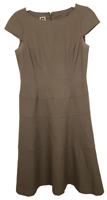 Anne Klein Womens Fit & Flare Dress Size 8 Beige Cap Sleeve Carrier Staple  | eBay