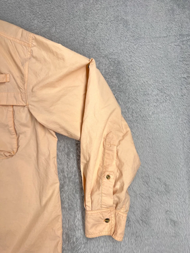 LL Bean Shirt Adult Large Orange Fishing Hiking Button Up Long Sleeve Nylon Vent - Image 2 of 4