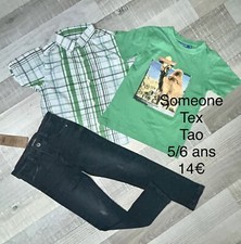 Someone Tex Tao 5 / 6 Ans GARÇON / Chemise À Carreaux + T Shirt + Jean Bleu Été