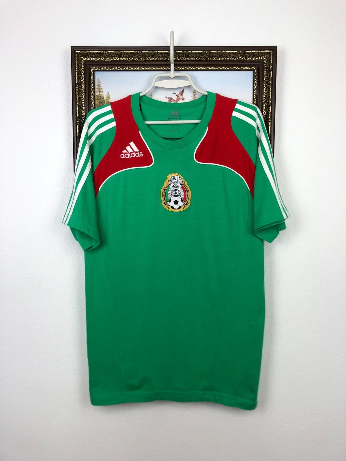 Vintage Adidas Mexico Football Shirt Soccer Train Jersey Mens National Size M