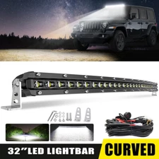 Curved 32"inch Slim LED Light Bar Single Row Spot Flood Work Truck SUV ATV 4WD