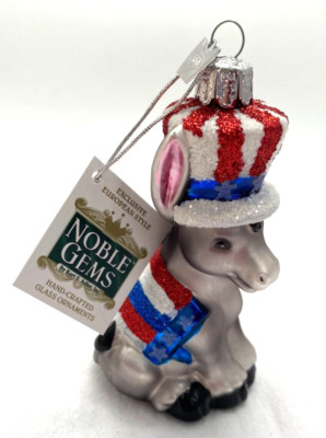 Kurt Adler Noble Gems Ornament Democrat Donkey - New With Tag