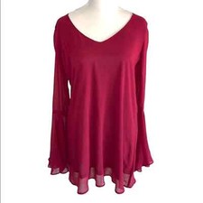 Show Me Your MuMu Red Split Bell Sleeve Tunic Blouse Size Small
