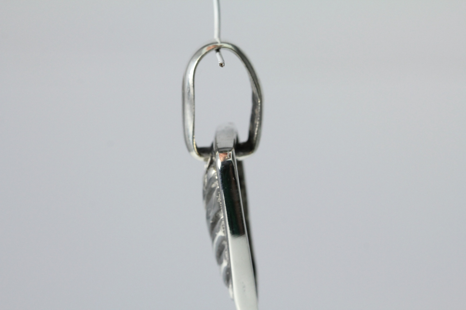 925 SS Large Rectangular Ribbed Pendant with D-Ri… - image 9