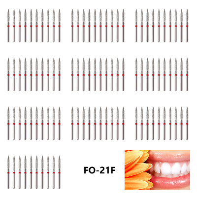 100pcs Dental Diamond Burs Flame Ogival for High Speed Handpiece FO-21F 5pcs/pk