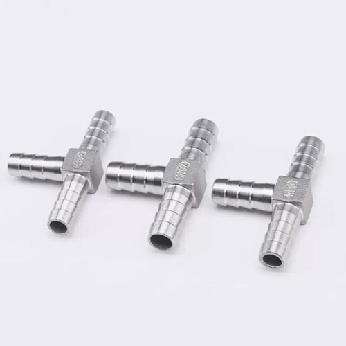 Stainless Steel T-Piece 3-Way Connector Hose Tail Barb BSP Thread Pipe Fittings - Picture 3 of 9