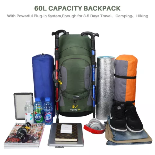 Wasserdichter Rucksack 60L großes Fassungsvermögen Tornister Tasche für Camping Wandern Reisen - Bild 19 von 56