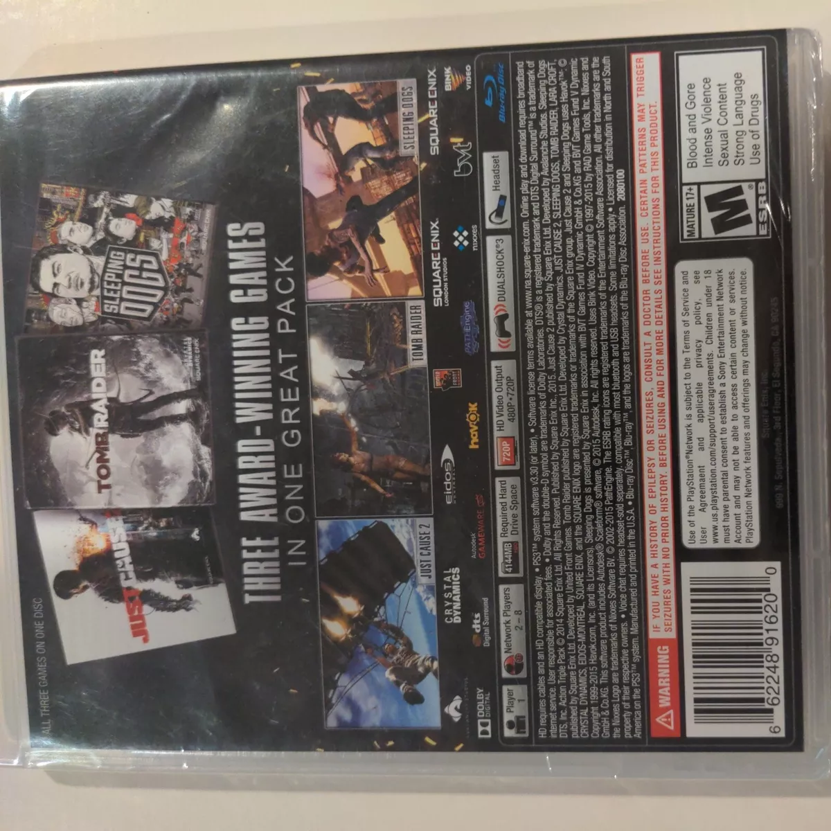 Ultimate Action Triple Pk (Just Cause 2/Tomb Raider/Sleeping Dogs), Square  Enix, PlayStation 3, 662248916200 