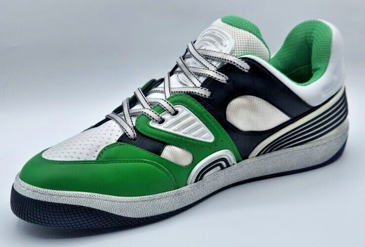 Gucci Basket Demetra Distressed Men's White/Green Sneakers UK12.5 US13 $950 thumbnail 12