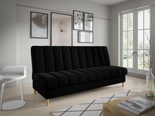 Schlafsofa MIKO ausziehbare Polstercouch Schlaffunktion Bettkasten Holzbeine