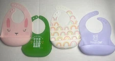 Silicone Bibs - 2 Target - 1 Bella Tunno - 1 PandaEar Very Good Condition