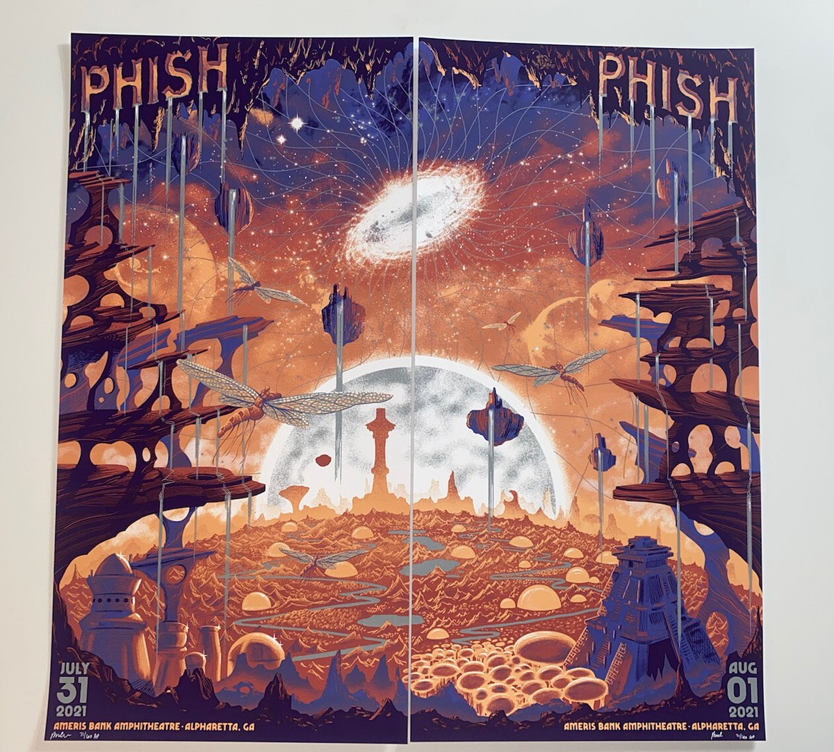 Phish Poster Set (2) Alpharetta GA 2021 Silkscreen Matching #'s X