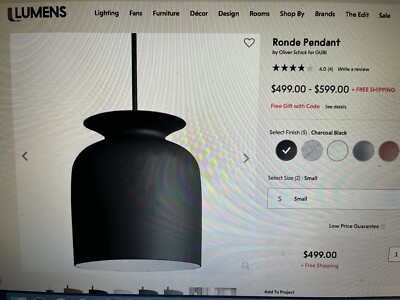 GUBI Soft Black Pendant Light ITEM #10015058