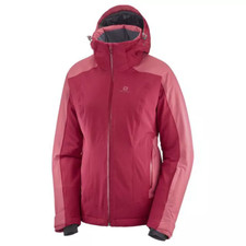 Salomon Womens Brilliant Shell Red Rose Ski Waterproof Insulated Jacket Rrp £350