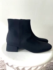 Jeffrey Campbell Katlyn Black Neoprene Womens Boots Sz 8.5 Block Heel Side Zip