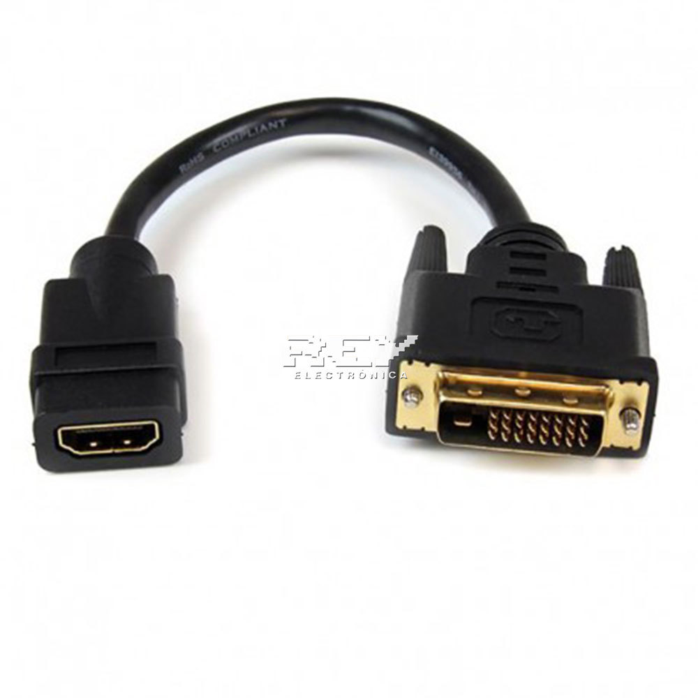 Cable Adaptador HDMI Hembra a VGA 24+1 DVI Macho Negro 30 cm...
