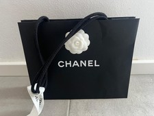 Coco Chanel Einkaufstasche / Tüte mit  Kamelie Schwarz  Original