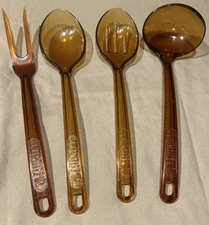 Lot of 4 Vintage Ultratemp Translucent Amber Cooking Utensils Robinson Knife Co