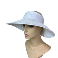 Sun Sand Womens White Braided Sun Visor Hat 5'' Brim Adjustable Packable
