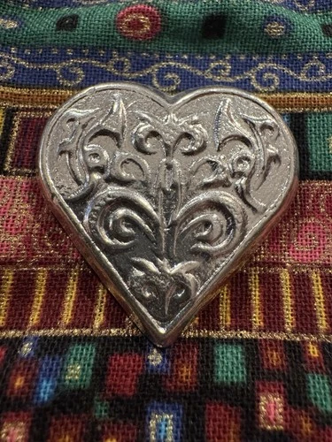 3 Ozt .999 Fine Silver Bullion Bar Heart Made In The USA By Phrygian Mint