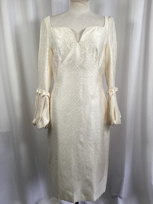 ALEXANDER MCQUEEN Silk Wedding Dress Ivory Brocade Bell Sleeve Bride EU 44  NWT | eBay UK