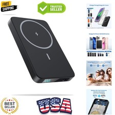 Magnetic Portable Charger Power Bank,Slim 5500mAh LCD Display Wireless Portab...