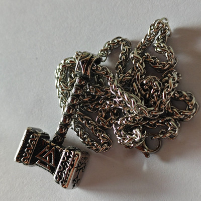 Anhänger mit Kette Wikinger Mjölnir Thors Hammer Edelstahl 316L Schmuck Groß