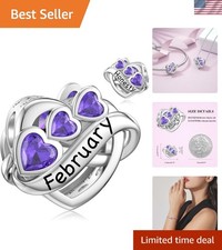 Dazzling 925 Sterling Silver Endless Love Heart Birthstone Charm - Perfect Am...