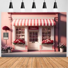 Spring Pink Flowers Shop Backdrop Floral Door Baby Shower Photo Studio 7x5 Ft