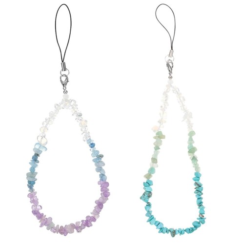 2 Pcs Chain Phone Charm Wrist Strap Beaded Lanyard - 第 1/12 張圖片