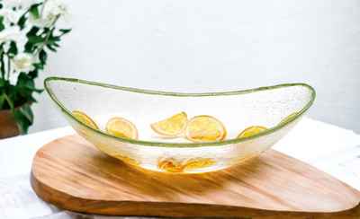 Hand painted glass lemon drop candy dish, salad dish, Home Décor, Gift for Her,