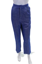 Sans Souci Womens High Rise Pleated Metallic Tapered Pants Blue Size L